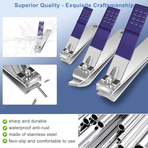 Image of 30Pcs Manicure Pedicure Kit，Nail Clippers Kit Professional and Stainless Steel Nail Care Tools，Toenail Clipper Cutters Men's Accessories Whit Beauty Tools Luxurious Travel Case (Blue)