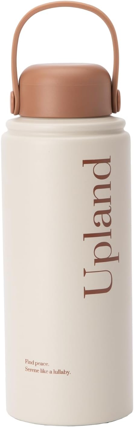 32 oz Insulated Tumbler with Handle – Stainless Steel Travel Mug, Leakproof Vacuum Bottle for Hot and Cold Drinks, Perfect for Work, Gym, or Outdoor Use (Soft Brown)