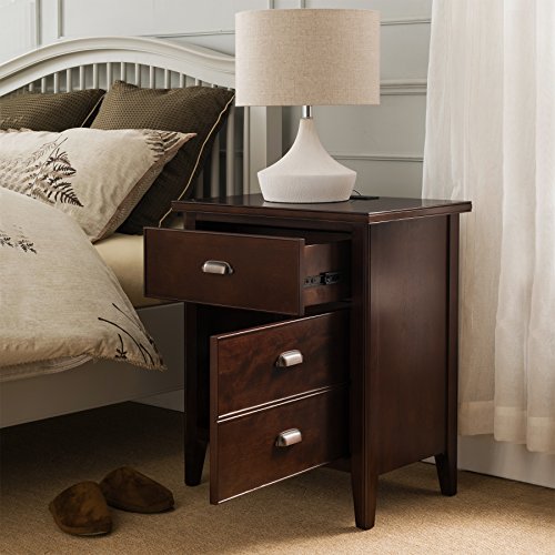 Image of Leick Home Laurent Nightstand Side Table, 24 inch, Chocolate Cherry