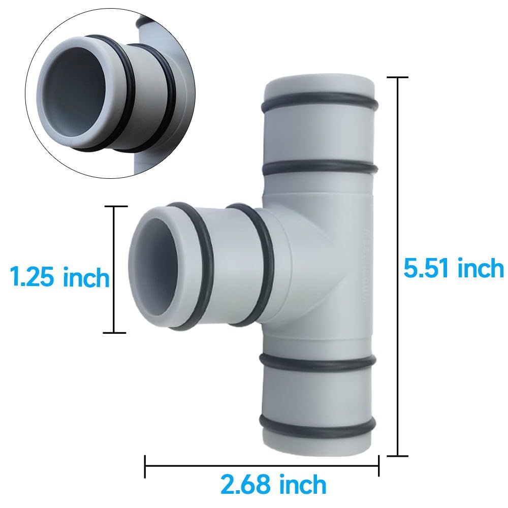 Connecteur de tuyau de piscine, joint en T de 3,2 cm, adaptateur de tuyau de piscine pour pompe de filtre de piscine, pompes de piscine gonflables, gris
