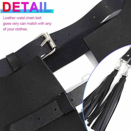 Nicute Leather Belt Skirt Black Waist Chain Punk Skirts Belt Goth Body Accessories for Women4