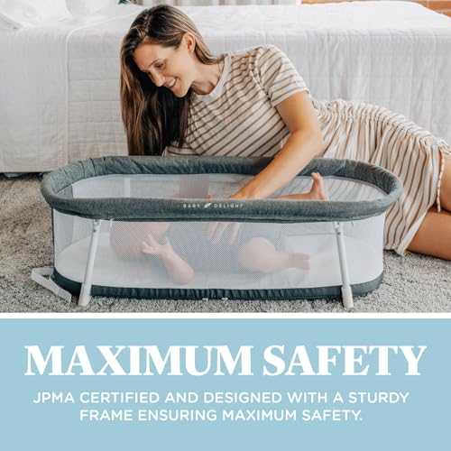 Image of Baby Delight Snuggle Nest Bassinet, Portable Baby Bed, for Infants 0 - 5 Months, Charcoal Tweed