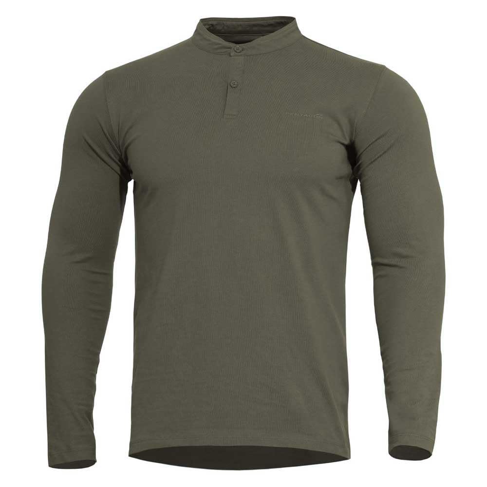 Pentagon Unisex Green Romeo 2.0 Henley Long Sleeve T-Shirt M