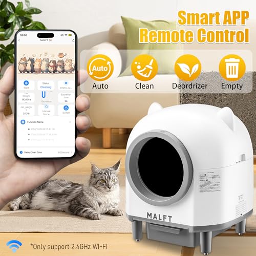 Caja de arena inteligente autolimpiable para gatos – Caja de arena automática de 90 L, control de WiFi/App, modo nocturno silencioso, seguridad antipellizcos, uso multigato con bolsas de basura y - Imagen 5