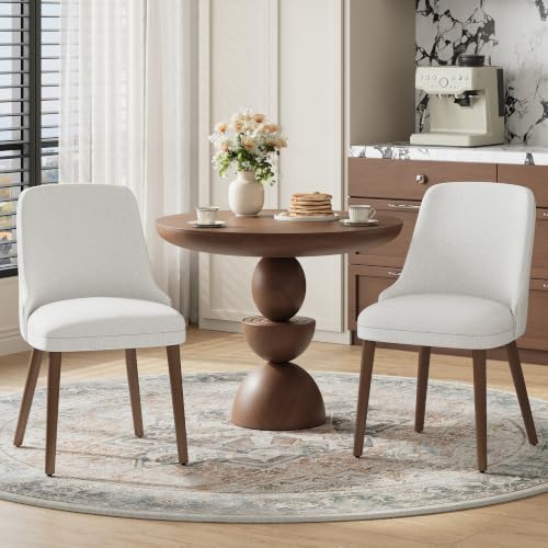 Image of MALOL Upholstered Dining Chairs Set of 6 with High-Back, Light Grey | Dining Room Chair with Wood Legs, Padded Kitchen Chairs for Dining Room /Restaurant /Cafe