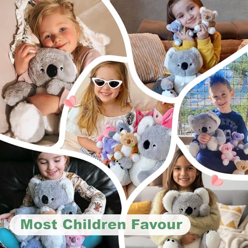 OUOZZZ 5 Stück Koala Kuscheltier Set, 30cm Weich Koala Plüschtier mit 4 Baby im Bauch - Baby Geburtstagsgeschenk für Mädchen Jungen Kinder