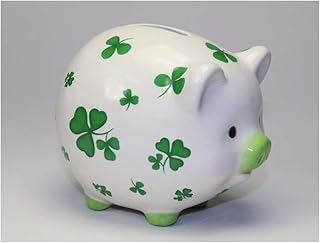Cosmos Gifts Shamrock Piggy Bank, Green (20894) Small