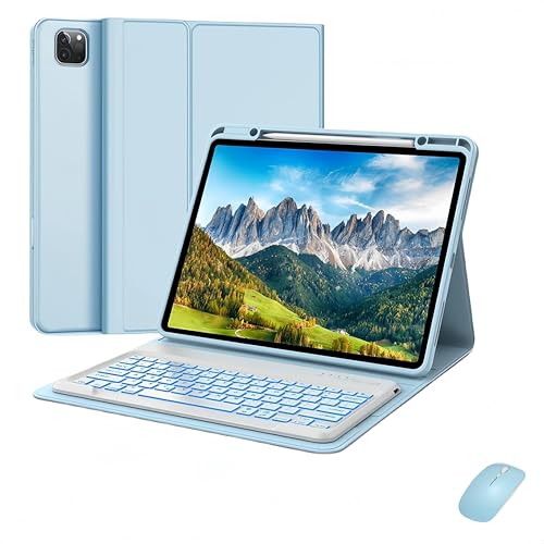 Clavier pour iPad Air 11 M3 2025/M2 2024,Bluetooth amovible Étui avec