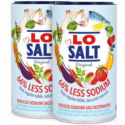 LOSALT – Reduced Sodium Salt | Original (non-iodised) | Great Tasting Salt Alternative/Substitute with 66% less sodium | 12.3oz/350g tub (pack of 2)