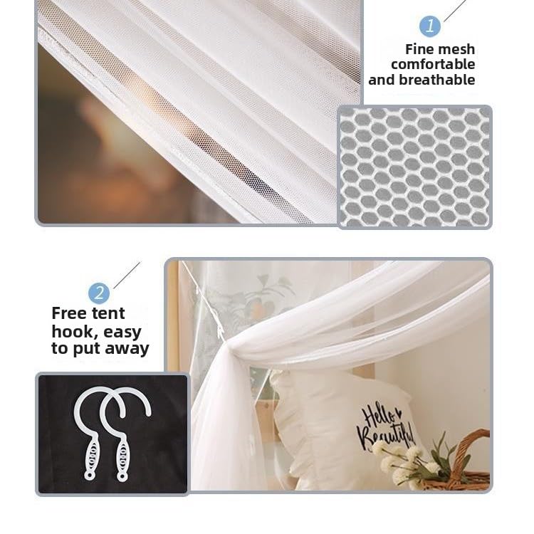 Image of 4 Corners Mosquito Net,Rectangular Bed Curtains Student Dormitory Kids Bunk Bed Mosquiteros para Cama Canopy(L75 x W35.5 x H59 Inch) White