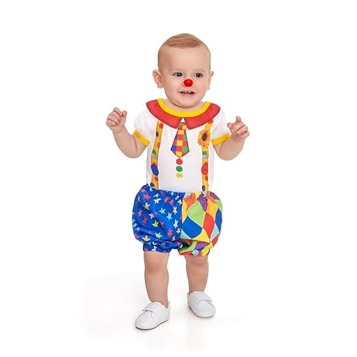 Fantasia Infantil Palhacinho Bebê Menino Circo Festa Carnaval Palhaço