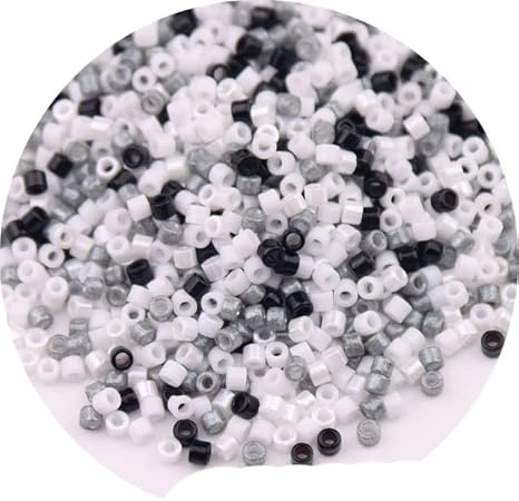 600 Unids 2mm Cuentas Uniforme Resistente Al Desgaste Opaco Color Sólido Semillero Para Trabajo De Aguja Joyería DIY Fabricación Accesorios-Mezcla Blanco Negro, 10g Delica