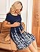 Ekouaer Maternity Nursing Dress for Women Short Sleeve Patchwork Breastfeeding Dress Summer Pregnancy Knee Length Dress Navy Blue Floral L