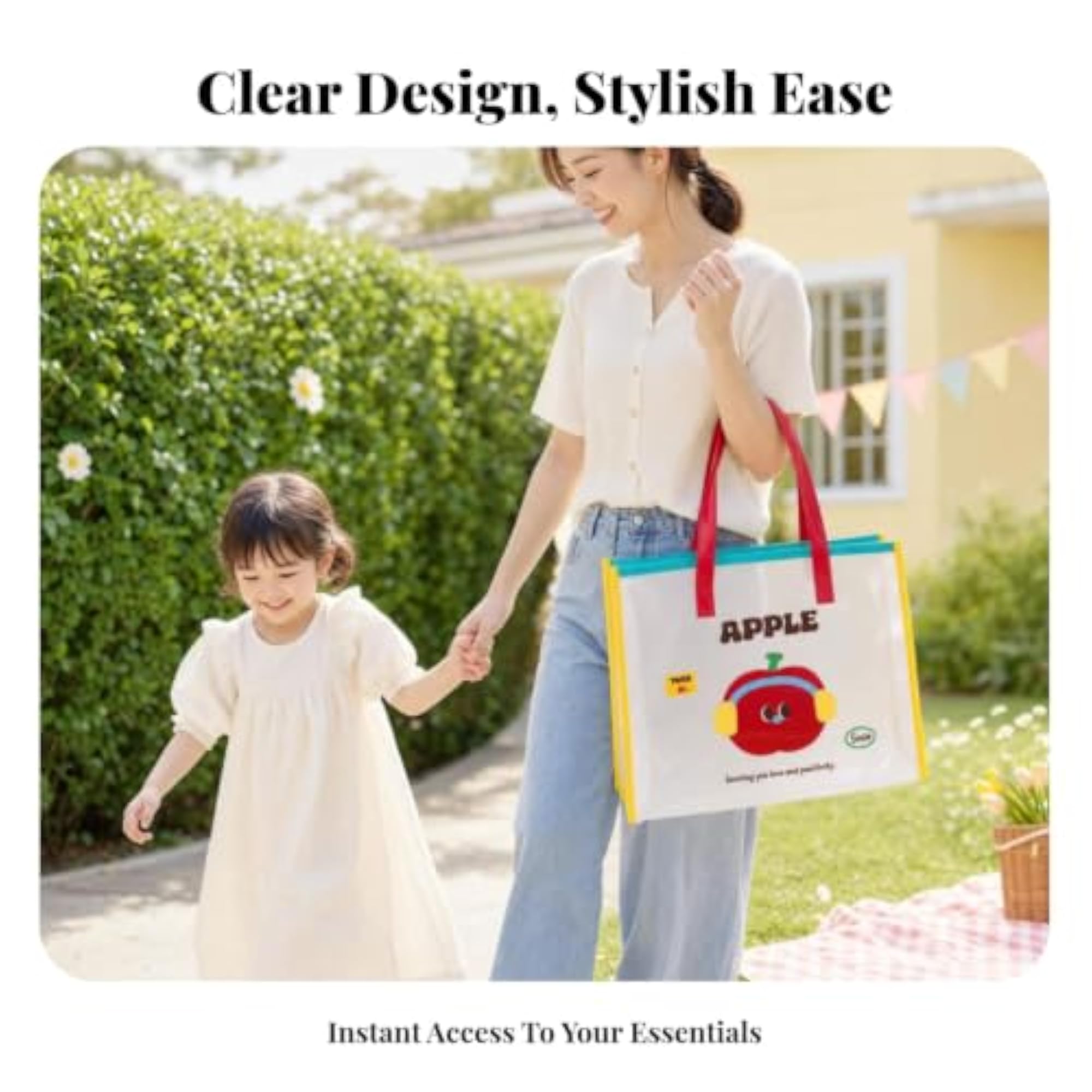 Structured Transparent Jelly Tote Bag with Graphics