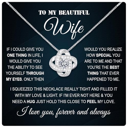 Larvincy To My Wife Necklace from Husband With Heartfelt Message & Elegant Box - Soulmate Necklace for Women, Romantic Jewelry Gift for Her On Birthday, Anniversary