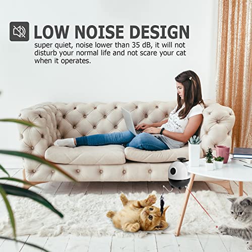 Riofly Cat Toys Interactive - 2 In 1 Laser And Cat Feather Toys Kitten Toys, Automatic Cat Toys For Indoor Cats Play Chase Exercise, With 2 Pcs Feather And Streamer Tape Replacements #TOP4