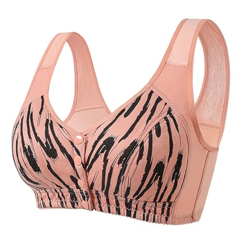 Cocila Sujetador Deportivo Mujer Extragrande Sin Tirantes con Estampado De Copa Grande Y Botones para Ropa Deporte Push Up Encaje Sujetadores Aros Relleno Niña Color Carne Broche Delantero