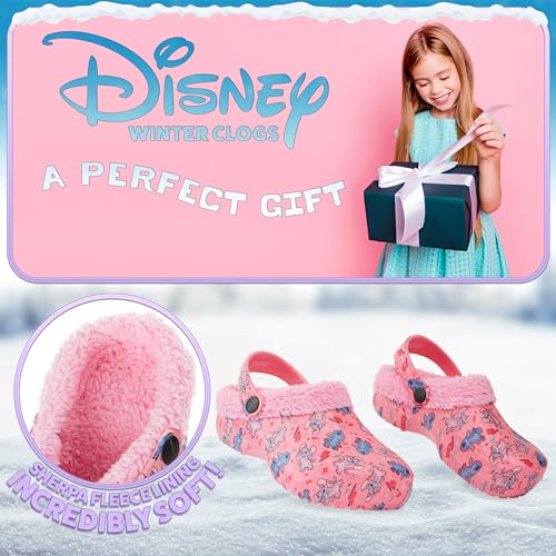 Image of Disney Stitch Clogs for Girls with Fleece Lining, Slip On Shoes, Cozy Indoor, Outdoor Winter Clogs, Cute Gifts for Girls