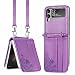 Produktbild Shinyzone Hülle Kompatibel mit Samsung Galaxy Z Flip 3 5G 2021 Lila,Damen Mädchen Handyhülle mit Kartenfach Band Kordel zum Umhängen Halskette Premium PU Leder Ultradünne Schutzhülle