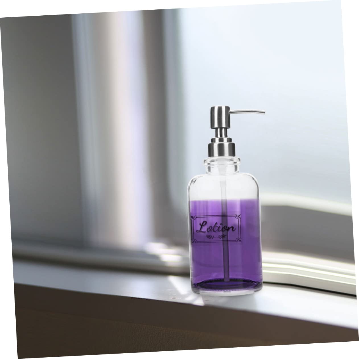 Dispensador de Jabón de Cocina y Baño Recargable de Vidrio de 500ml con Bomba de Acero Inoxidable para Almacenar Gel de Ducha o Champú en Restaurante