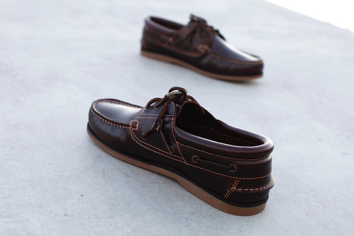 Comfort Segelschuh – Mokassin Bootschuh aus salzwasserresistentem Pull-Up Cyclon Leder, 3-Loch-Schnürung mit 360° Lederban & gepolsterter Einstieg
