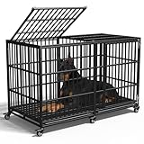Extra Large Dog Crate for Large Dogs, 64 inches Heavy Duty Dog Crate,Indestructible Dog Kennel for High Anxiety Dogs, Lockable Wheels, Double Door, Removable Tray