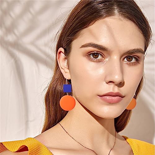 coadipress Wooden Earrings for Women Bohemian Yellow Square Green Round Disc Dangle Drop Geometric Studs Earrings Jewelry2