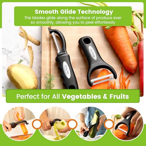 Image of Spring Chef Swivel Potato Peeler & Julienne Vegetable Peeler w /Soft Handle