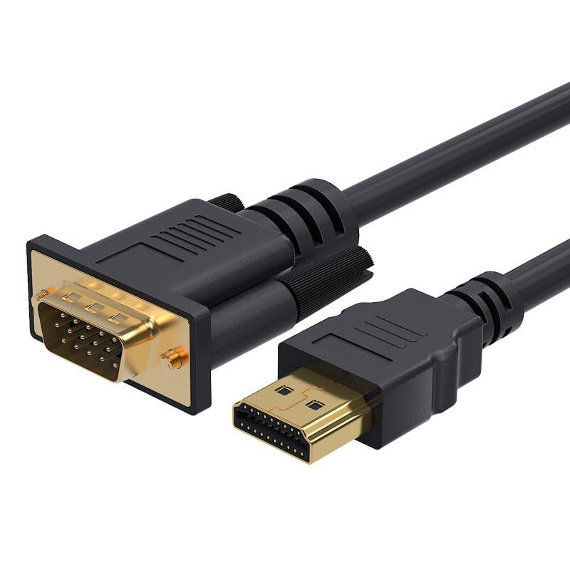 ABIN 1.8m HDMI to VGA 6 Feet Cable, Uni-Directional HDMI (Source) to VGA (Display) Cable (Male to Male) Compatible for Computer, Desktop, Laptop, PC, Monitor, Projector, HDTV, Roku, Xbox
