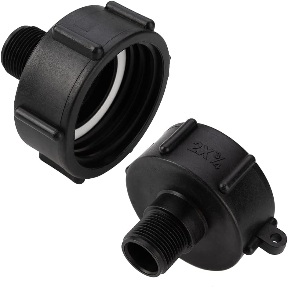 275 330 Gn IBC Tote Fittings Food Grade Water Tote Hose Adapter IBC Tote Tank Connector Tote Valve Fitting Drain Adapter 2" Coarse Thread X 3/4" Male G Hose