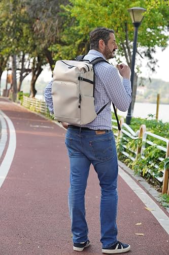 Image of VANGUARD VEO Lite B30L Camera & Everyday Backpack (Cream) - Fits Full-Frame Camera with 70-200mm Attached + 4 Lenses, 16 inch Laptop Storage, 3-Way Access, Convertible Daypack Design