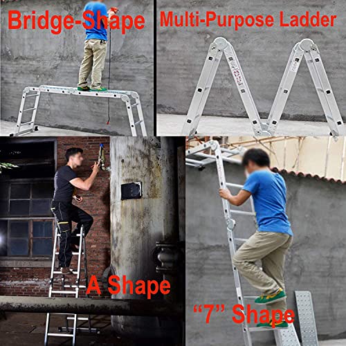 4.7m Multi Purpose Aluminum Ladder 14-in-1 Extension Folding Ladder with 1 Free Tray 4x4 Steps 15.5ft Heavy Duty Combination Ladder 6 4.7m Multi Purpose Aluminum Ladder 14-in-1 Extension Folding Ladder with 1 Free Tray 4x4 Steps 15.5ft Heavy Duty Combination Ladder - Image 6