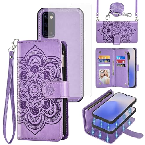 Coque Samsung Note 20 5G avec étui portefeuille amovible et protection verre trempé