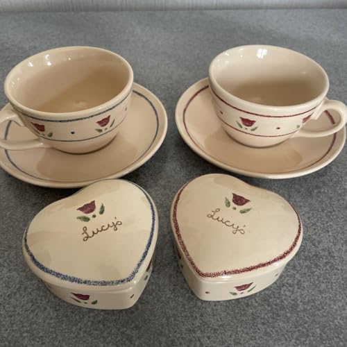 Lucy's Basket Set of 2 Coffee Cups & 2 Sugar Pots