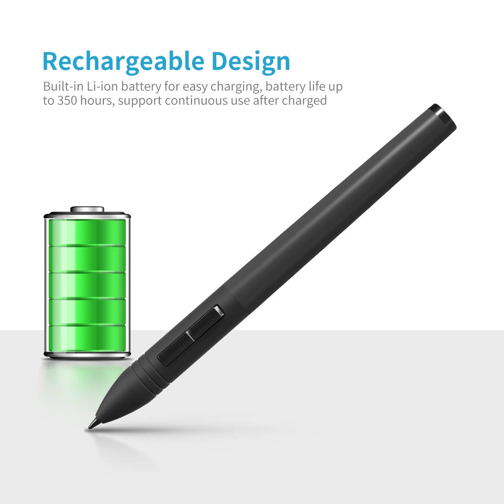 HUIOP Penna digitale ricaricabile PEN80, penna a risonanza elettromagnetica con 2 pulsanti programmabili per la nuova tavoletta grafica 1060PLUS