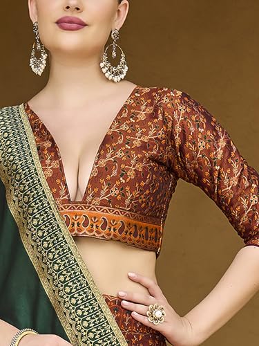 Image of PURVAJA Women's Kanjiwaram Semi-Stitched Lehenga choli