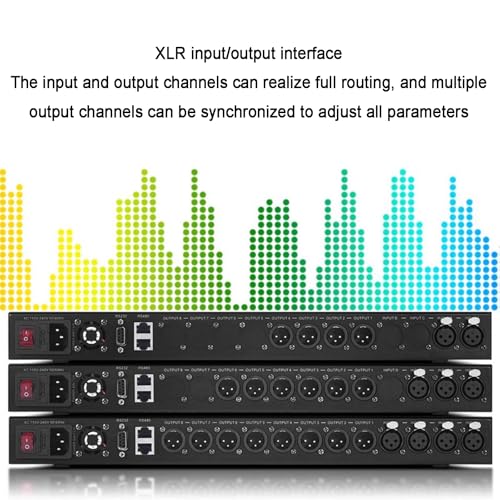 Processore audio digitale con equalizzatore, mixer, processore effetti e ritardatore per configurazione audio professionale, configurabile su PC
