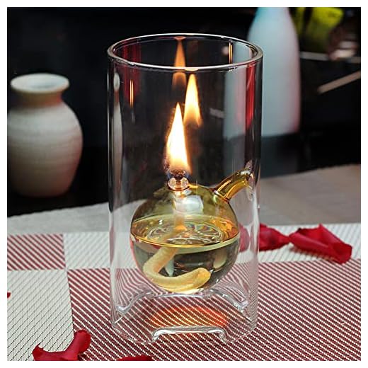 BOZHEN Lampe à huile de verre transparente Lampe à huile pour intérieur Décoration de verre créative Lampe de kérosène d'éclairage d'urgence Lampe de beurre ménagère sans fumée