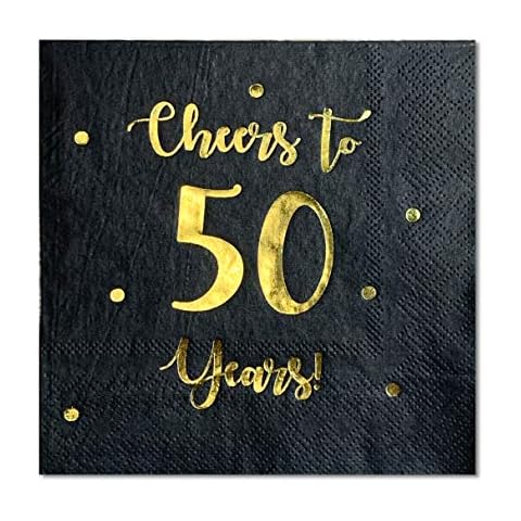 AOYATE Cocktail-Servietten Cheers to 50 Years Happy 50th Birthday Dekorationen Cover