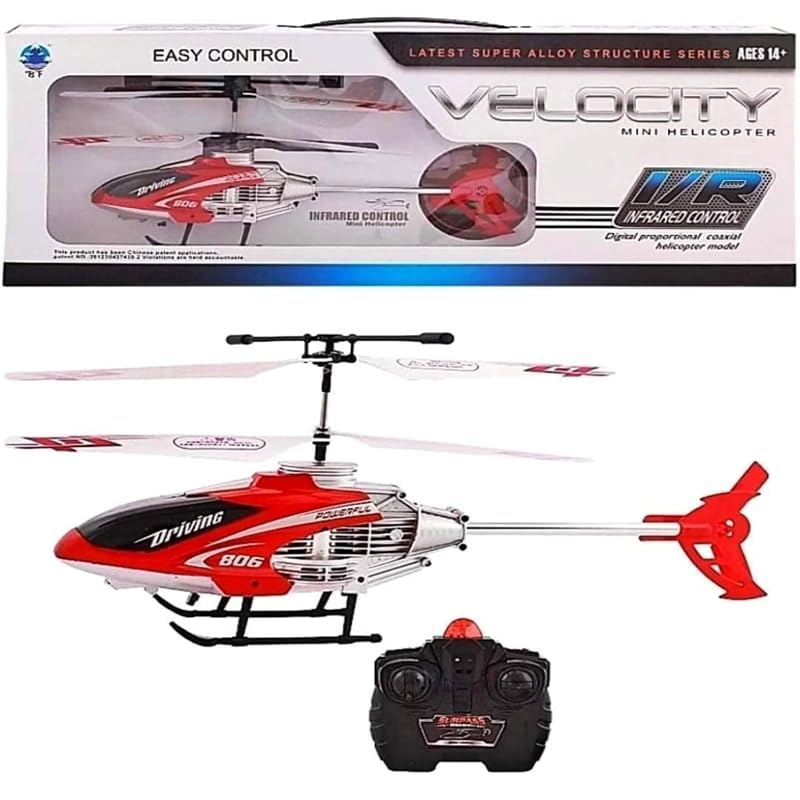 Image of Remote Control Velocity Flying Helicopter with Unbreakable Blades, Infrared Sensors & Light, 2D /2.5D Transmitter Chargeable Helicopter Toy