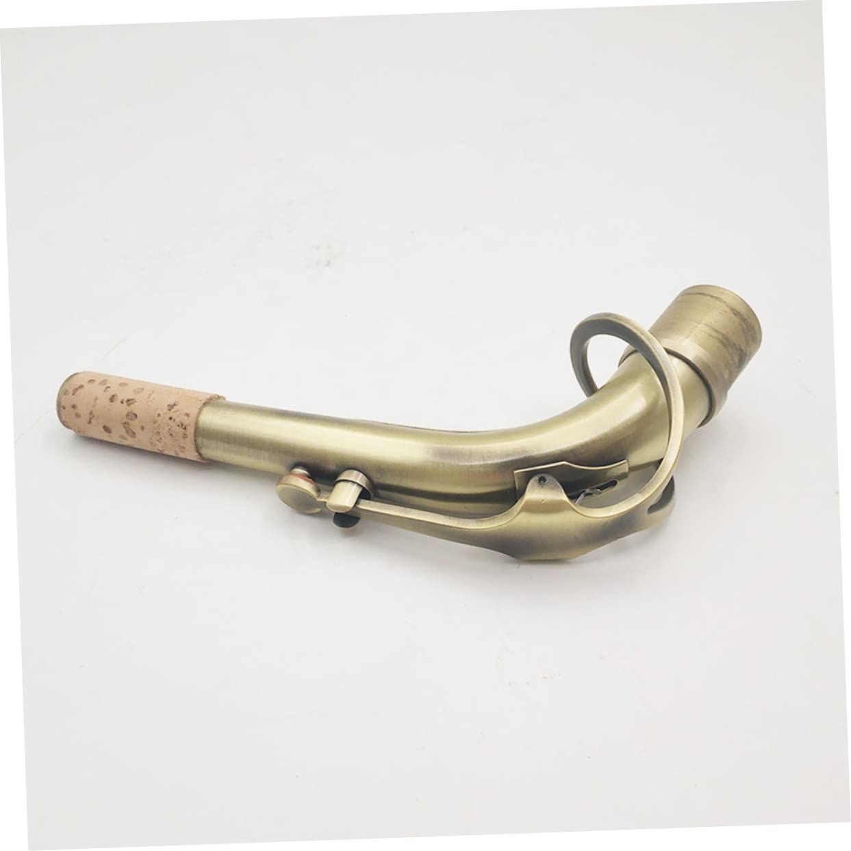 Bocchino per Sassofono Curva Diametro 24, 5mm in Ottone | Ricambio per Sax Alto e Sax, Finitura Oro Antichizzata, Aspetto Elegante