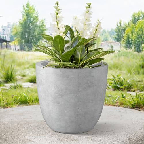 Image of Kante Pale Gray Concrete Planter 18 inch Dia All-Weather Round Large Pot