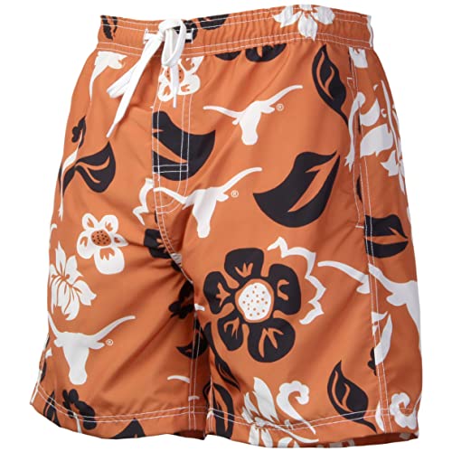 Wes and Willy NCAA Mens Floral Swim Trunks Texas Longhorns TX Orange XXXL