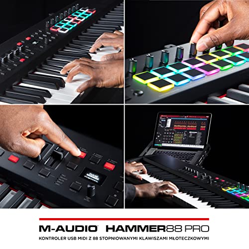 M-Audio Hammer 88 Pro – 88 Key Usb Midi Keyboard Controller With Piano Style Weighted Hammer Action Keys, Beat Pads, And Software Suite #TOP7