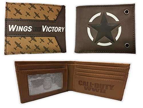 Call of Duty WWII Wings of Victory Bi-Fold Wallet Brown Mens Licensed