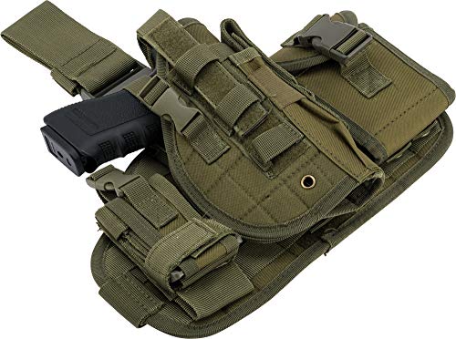 Evike Airsoft - Matrix Drop Leg MOLLE Platform w/Holster and Pouch Set (Color: OD Green)