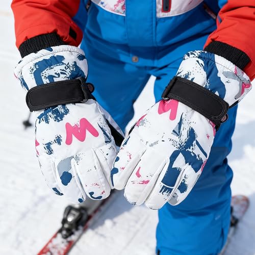 Image of UTOWO Kids Winter Cold Weather Ski Gloves Boy-Girl Warm Windproof Snow Gloves for Snowboarding Sledding Cycling Toddler 3-6T