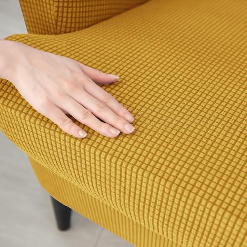Housse de fauteuil jaune extensible avec housse repose-pieds lavable