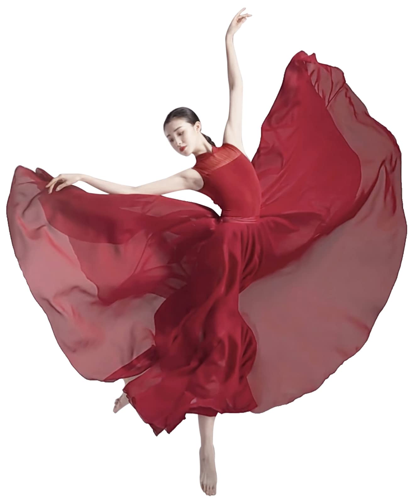 Z&X Lyrical Tanzrock für Damen, Chiffon, lang, schwingend, durchsichtig, Wickelröcke für moderne Ballettaufführungen