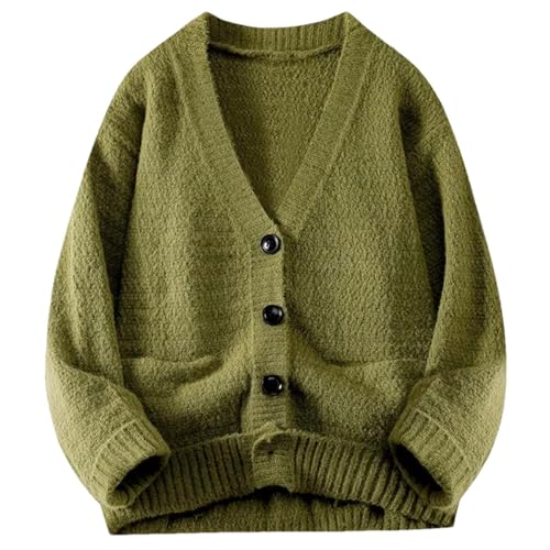 Men Slim Fit Knit Cardigan Sweater Casual Button Front Soft V Neck Long Sleeve Knitwear